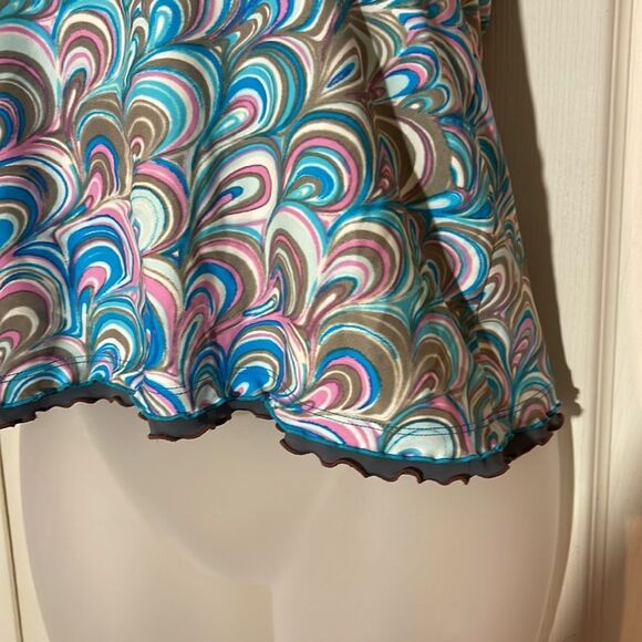 Free Country Womens Tankini Swim Top Halter Tie Multicolor Swirl Pattern Medium - Picture 8 of 16